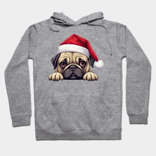 Christmas Peeking Pug Dog Hoodie